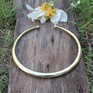 Heavy Flexible Tribal Brass Choker, Ethnic Brass Choker Necklace, Brass Cuff Necklace,Collar Necklace,Gold necklace,Gift For her