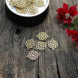 Circle of Life Charms,Brass Mandala Pendant,Seed of Life Charms ,Ethnic Jewelry,Macrame Charms, Chakras Pendant,Jewelry Making Charms,BC 15 image 6