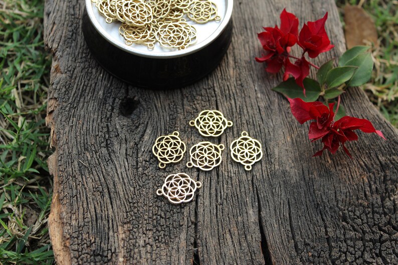 Circle of Life Charms,Brass Mandala Pendant,Seed of Life Charms ,Ethnic Jewelry,Macrame Charms, Chakras Pendant,Jewelry Making Charms,BC 15 image 6