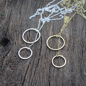 Circle Necklace, Brass Necklace, Geometric Necklace ,Silver Necklace with Delicate Brass Chain, Ethnic Necklace, Tribal Pendant,Gift for her