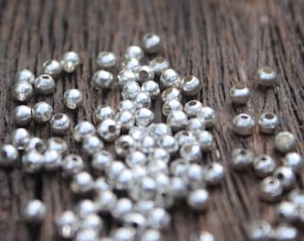 Contas de latão com preenchimento de prata de 3 mm, Contas redondas de latão, Contas redondas de prata, Espaçadores de latão, Material para joias, Fabricação de joias em macramê, Contas de prata, SB15