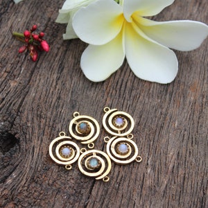 Moonstone Charms,Labradorite Charms,Spiral Charms,Geometric Mandala Charms,Brass Link Charms,Macrame Charms,Jewelry Making Charms,BC 65