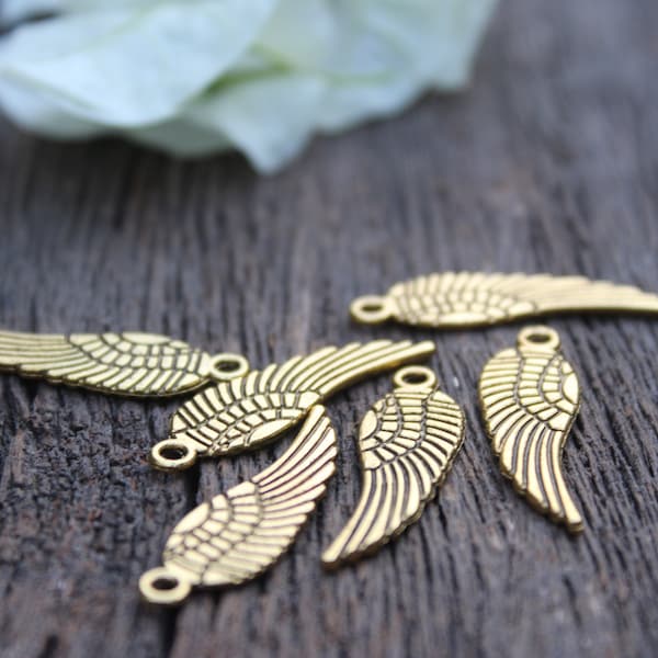 Feather Charms,Angel Wings Charms,Brass Charms,Ethnic Charms,Feather Pendant,Tribal Beads,Macrame Charms,Jewelry Making Charms,BC 139