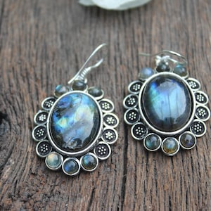 Labradorite Earrings,Silver Earrings, Boho Earrings,Dangle Drop Earrings,Tribal Earrings,Drop Earrings, Ethnic Earrings, Gift for her