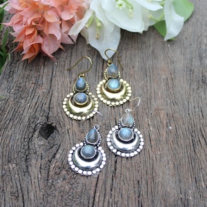 Labradorite Earrings,Boho Earrings,Dangle Drop Earrings,Tribal Earrings,Circle Earrings,Drop Earrings, Ethnic Earrings, Gift for her,E37