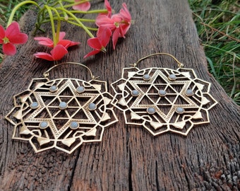 7 StoneEarrings, Sri Yantra Earrings,Labradorite Earrings,Moonstone earrings,Tribal Earrings,Boho Earrings,Ethnic Earrings,Gift for her