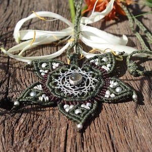 Seed of Life Macrame Necklace ,Labradorite Necklace,Seed of Life Macrame Pendant,Macrame Jewelry,Sacred Geometry Necklace,NM