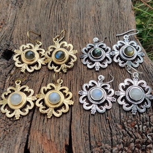 MoonStone Earrings,Labradorite Earrings,Boho Earrings, Tribal Earrings,Statement Earrings,Drop Earrings, Ethnic Earrings, Gift for her