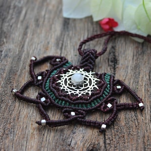 Seed of Life Macrame Necklace,Moonstone Necklace,Flower of Life Macrame Pendant,Macrame Jewelry,Sacred Geometry Necklace,Gift for her,NM 10