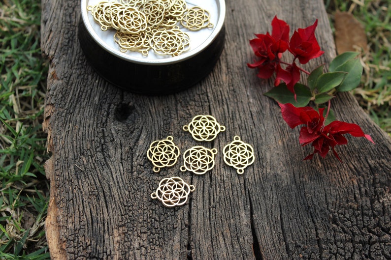 Circle of Life Charms,Brass Mandala Pendant,Seed of Life Charms ,Ethnic Jewelry,Macrame Charms, Chakras Pendant,Jewelry Making Charms,BC 15 image 9