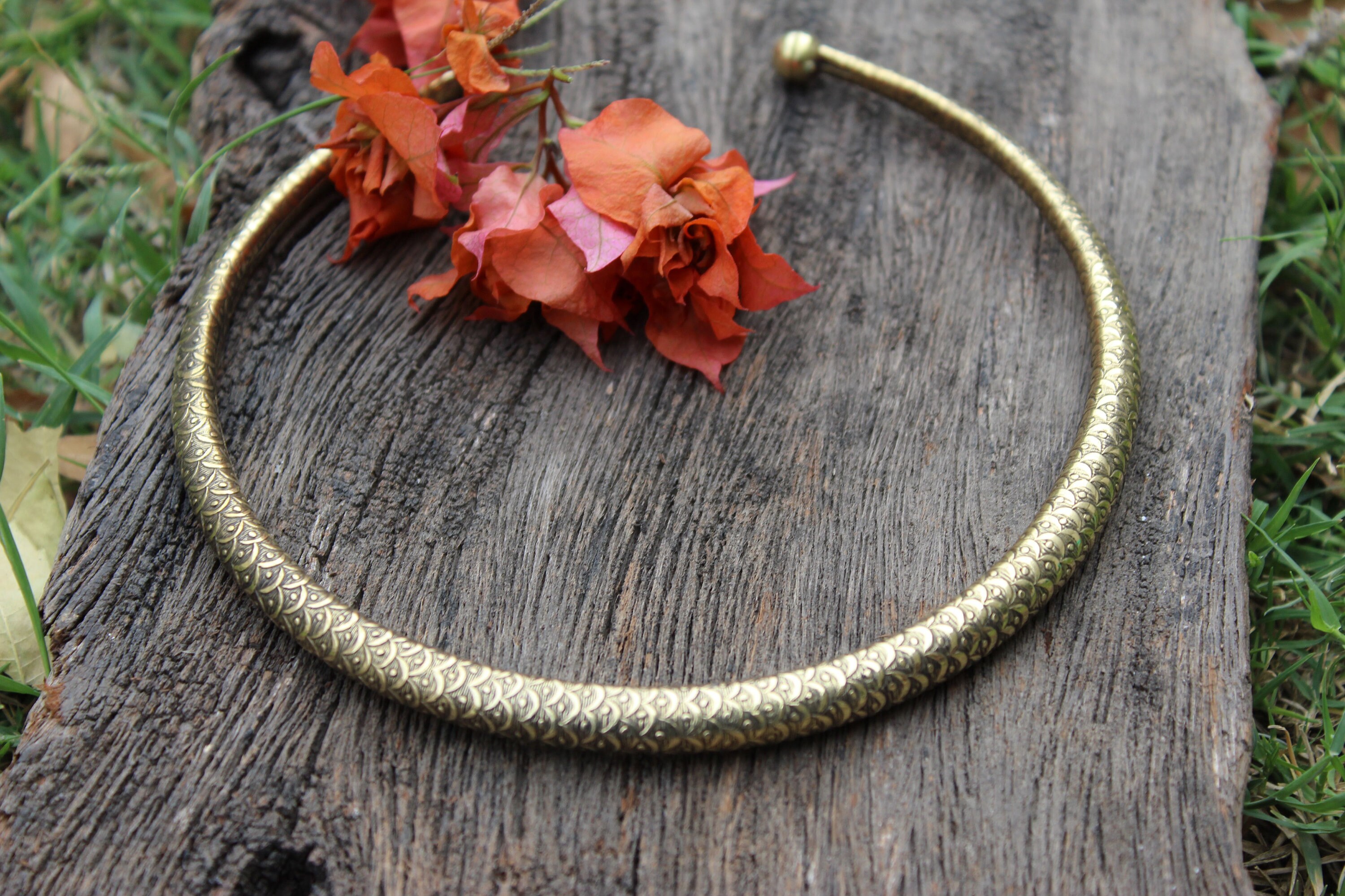 Flexible Tribal Brass Choker Ethnic Brass Choker Necklace Etsy