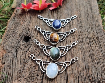 Colgante de labradorita, colgante de piedra lunar, colgante de ojo de tigre, dijes geométricos, dijes de plata, dijes de macramé, dijes de piedra, colgante de latón