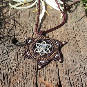 Seed of Life Macrame Necklace,Black Onyx Necklace,Flower of Life Macrame Pendant,Macrame Jewelry,Sacred Geometry Necklace,Gift for her,NM