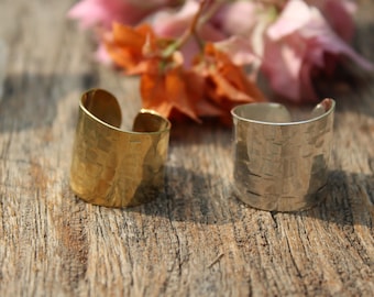 Hammered Brass Ring,Hammered Silver Ring,Adjustable Brass Ring,Handmade Brass Ring,Boho Ring,Statement Ring,Ethnic Ring,Gift for Her