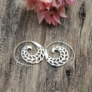 Spiral Earrings, Silver Earrings,Boho Earrings,Statement Earrings,Tribal Brass Earrings, Ethnic Earrings,Festival Jewelry,Gift for her, E9