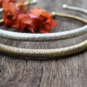 Flexible Tribal Brass Choker, Ethnic Brass Choker Necklace, Brass Cuff Necklace,Collar Necklace,Silver Choker,Silver necklace,For her,C07