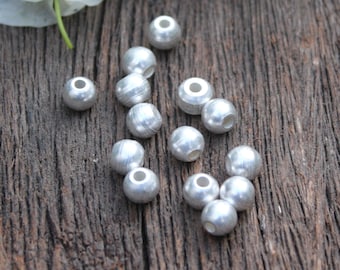 Contas de latão com enchimento de prata de 4mm, contas de latão redondas, contas redondas de prata, espaçadores de latão, material de joias, fabricação de joias de macramé, contas de prata, SB14