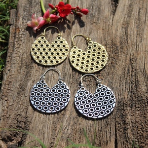 Honeycomb Filigree Earrings,Hoop Earrings, Boho Earrings,Tribal Earrings,Festival Earrings,Brass Earrings,Ethnic Earrings, Gift for her, E66