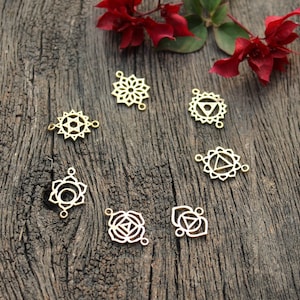 Seven Chakras Charms Set,Brass Pendants,Brass Charms ,7 Chakras,Yoga Charms,Chakras Pendants,Gold Plated Charms,Jewelry Making Charms