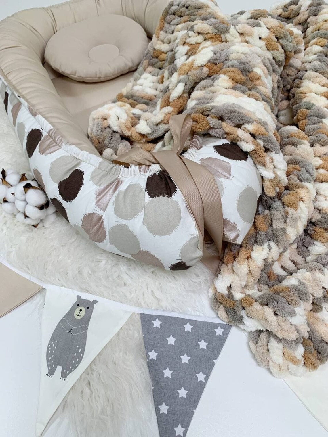 Baby nest with blanket and pillow made of luxurious satin Etsy