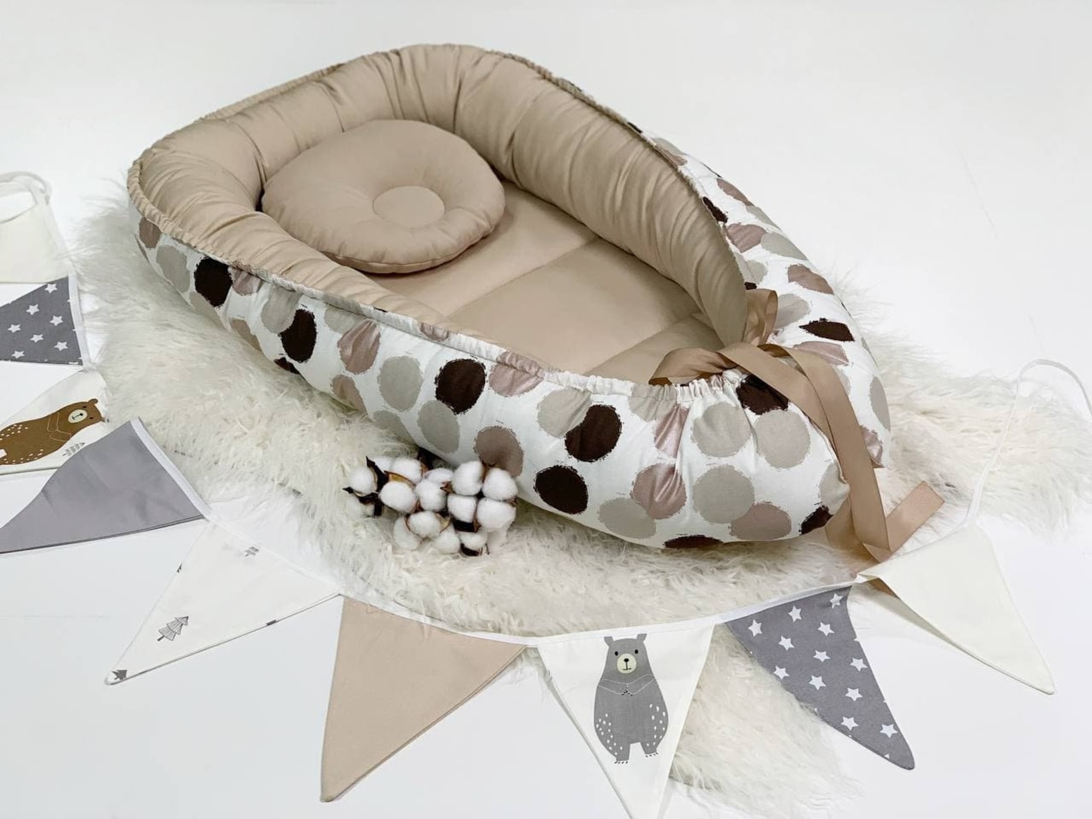 Baby nest with blanket and pillow made of luxurious satin Etsy