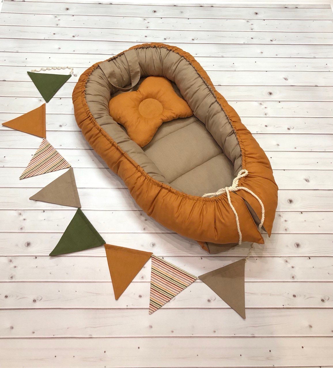 Baby nest solid color with pillow doublesided Snuggle nest Etsy
