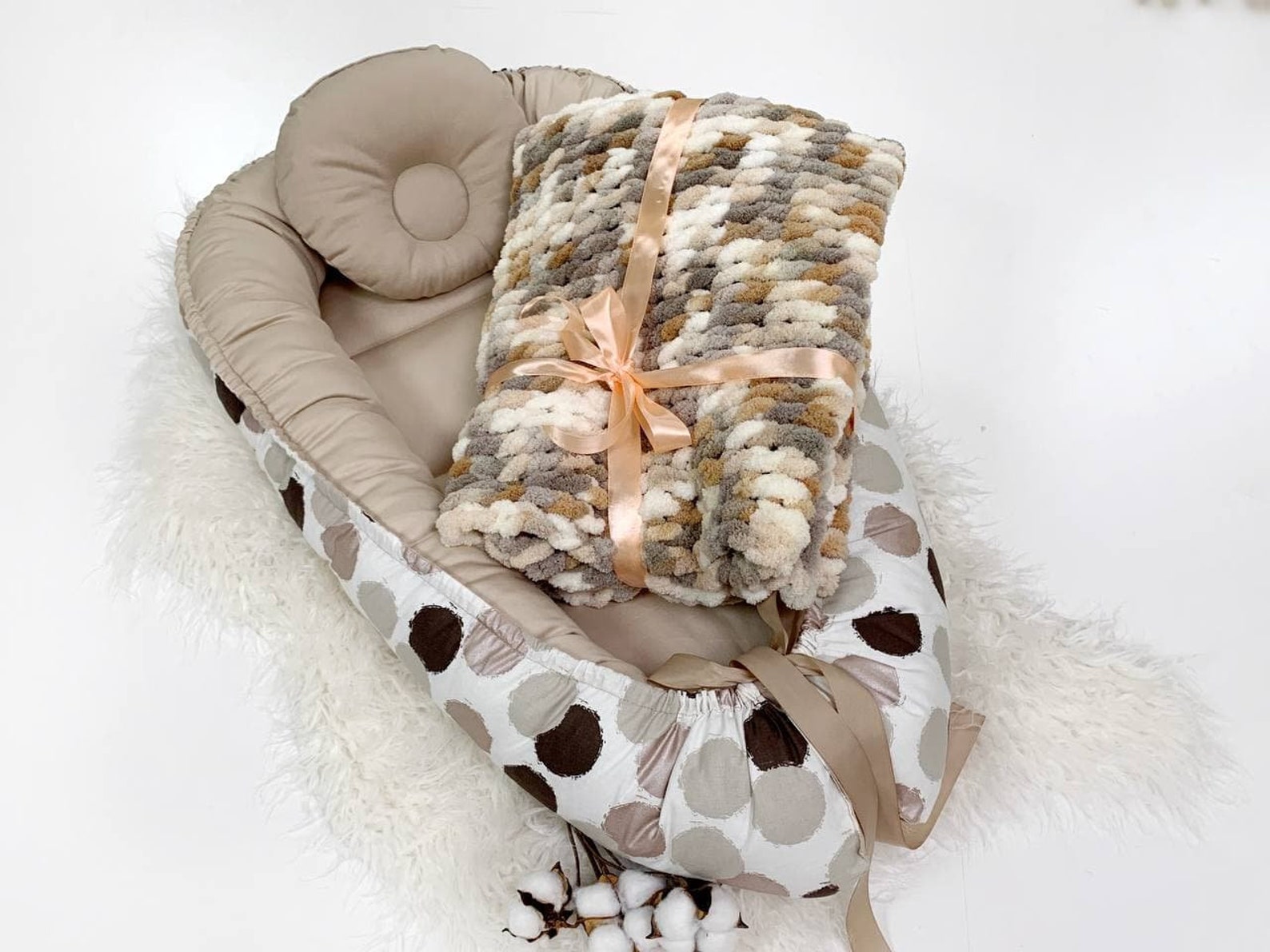 Baby nest with blanket and pillow made of luxurious satin Etsy