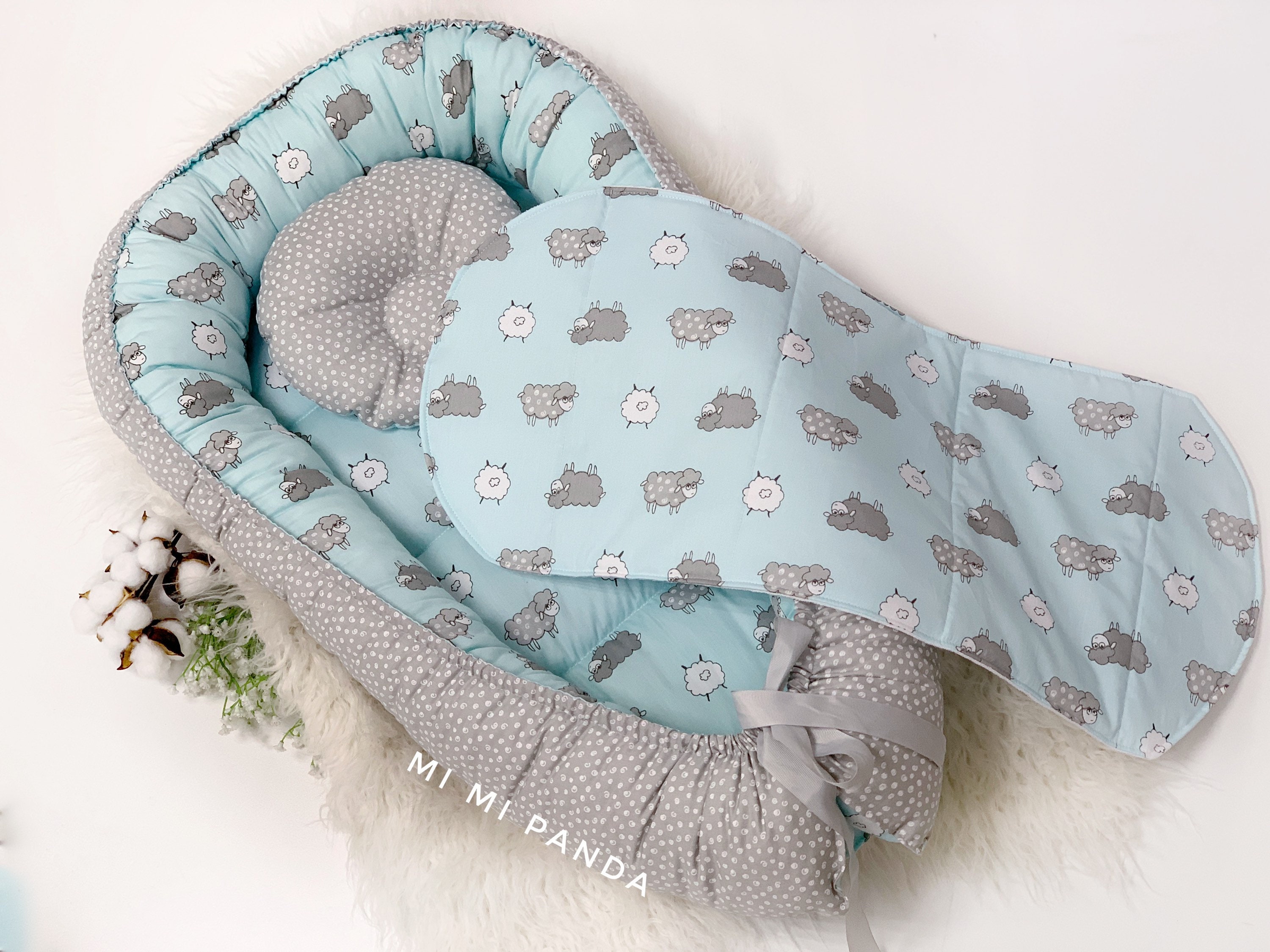 Baby nest with removable mattress and pillow doublesided Etsy