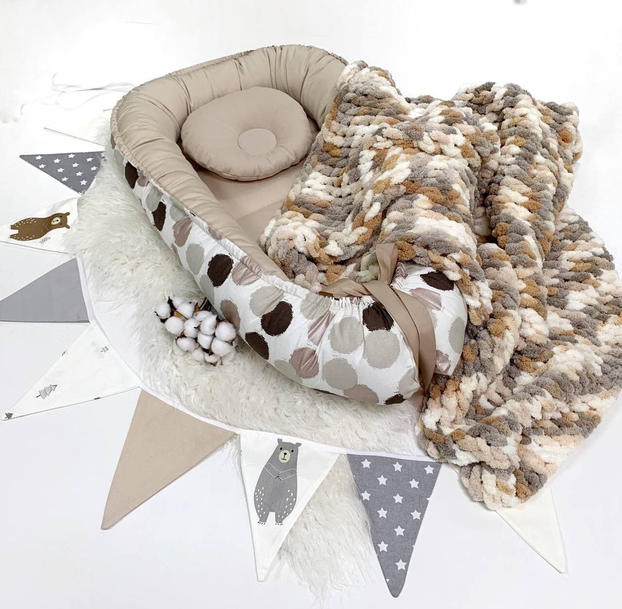 Baby nest with blanket and pillow made of luxurious satin Etsy