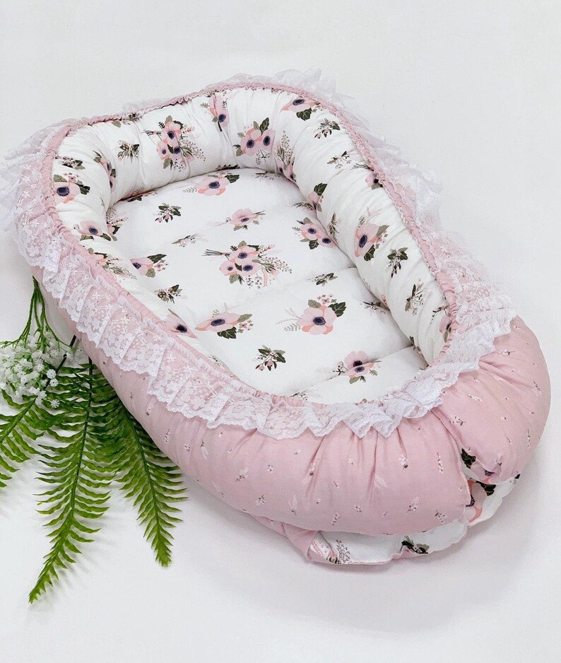 Baby Nest With Lace Cocoon Baby Bed Baby Lounger Sleep Etsy