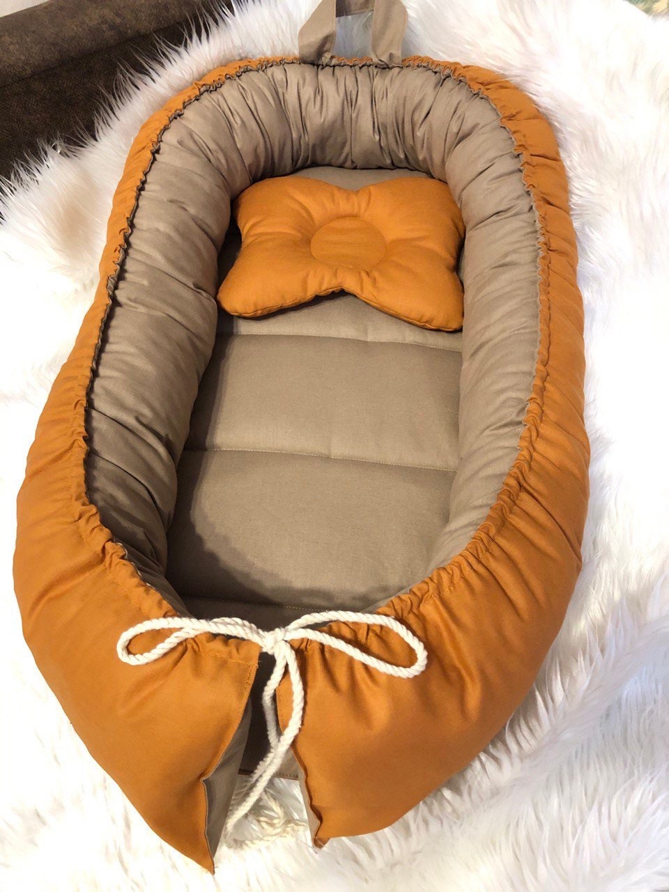 Baby nest solid color with pillow doublesided Snuggle nest Etsy