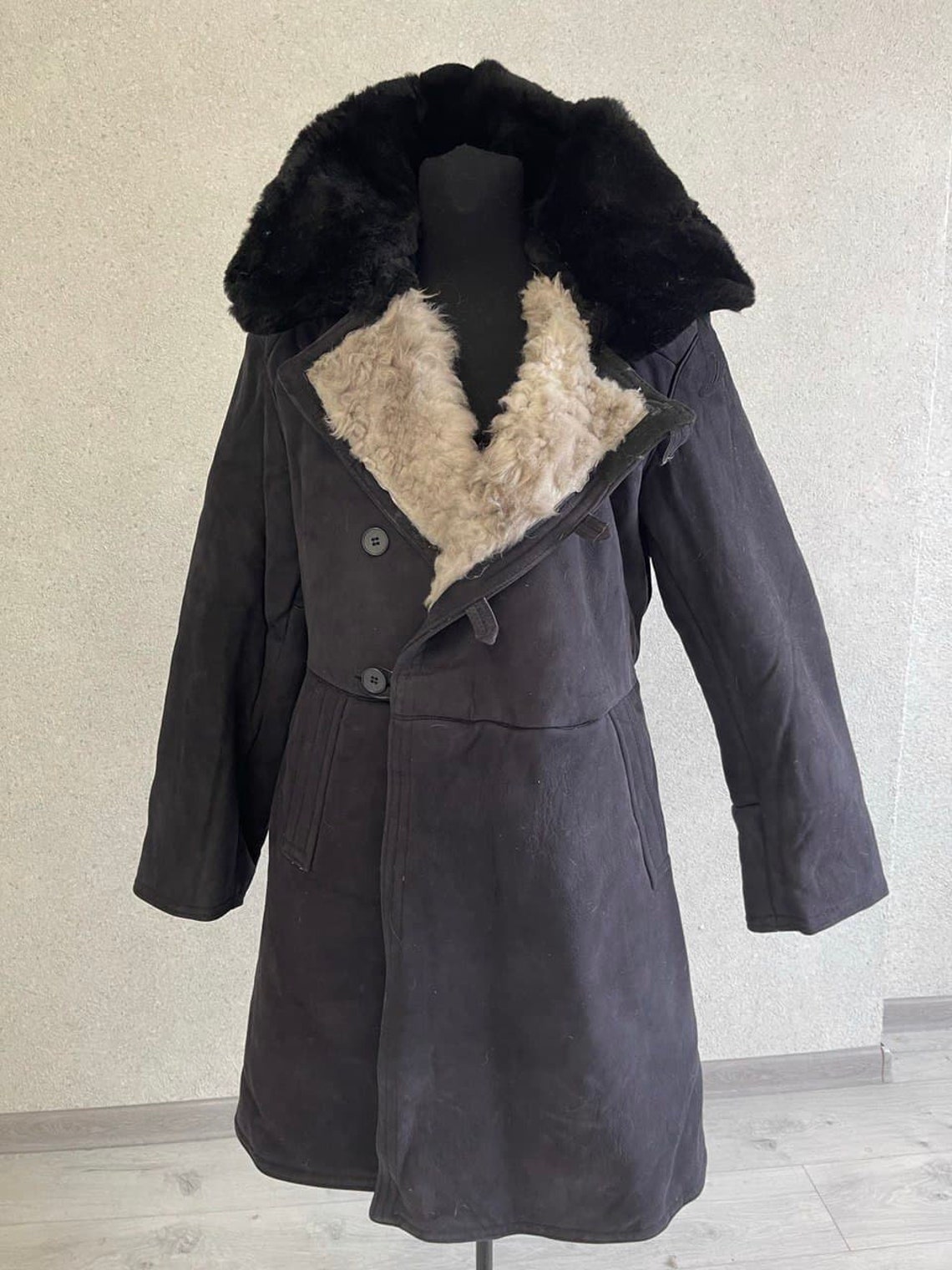 159 Sheepskin coat Militaria Russian Tulup Mens Winter Coat | Etsy