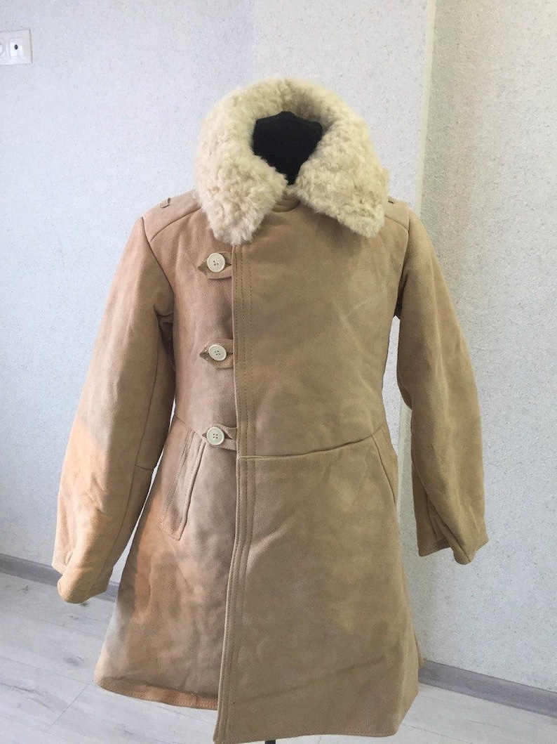 67 BEKESHA BEIGE Russian Coat Tulup Sheepskin Vintage | Etsy