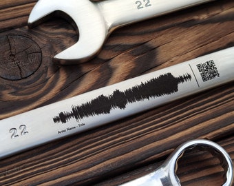 Custom engraved Soundwave art, Personalized voice recording gift, Engraved QR code and sound wave art, Custom waveform engraving