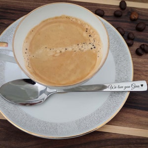 Colher de café personalizada gravada, colher de café personalizada, colher com nome, colher de chá personalizada, colher de chá gravada, sobremesa, comprimento 14 cm / ~5,5 pol.