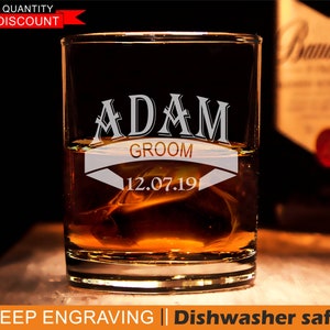 Engraved Groomsmen Glass, Groomsmen gift, Rocks Glass, Whiskey glass, Custom scotch glass, Groomsman gift, wedding gift, Personalized glass