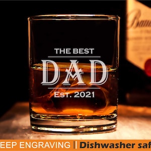 Best Dad Glass, Personalized Dad Whiskey glass, Custom rocks glass, Best Dad engraved glass, Dad&#39;s Whiskey Glasses, Best Dad Gift