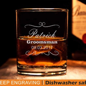 Custom Engraved Glass, Personalized Glasses, Engraved Whiskey glass, Groomsmen glasses, Personalized glass, wedding glasses, Groomsman gift