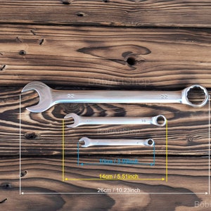 Custom engraved wrenches with different sizes. Personalized spanners