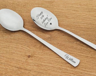 Gepersonaliseerde lepel, gegraveerde aangepaste lepel, aangepaste tekst of logo, bestseller, gepersonaliseerd cadeau, lasergegraveerde lepel, perfect cadeau, verjaardag