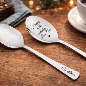 Custom Engraved Spoon with text or logo, Personalized Spoon, Engraved text, logo or emoji, Personalized cutlery, Custom Flatware