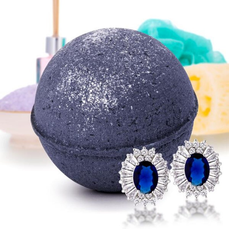 Bath Bombs With Rings Midnight Sapphire Jewelry Bath Bomb Etsy