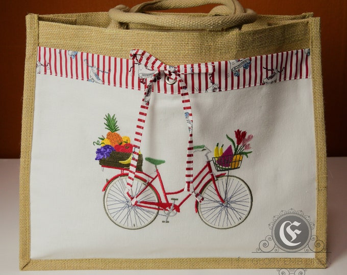 Tote jute bag Summer Fruits Bicycle