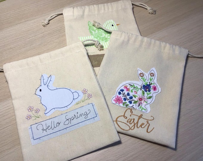 Easter wrapping pouch tote bag with bunny
