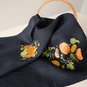 Halloween Black Tablecloth Embroidered Pumpkins