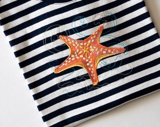 T-shirt stripes embroidered Sea Star