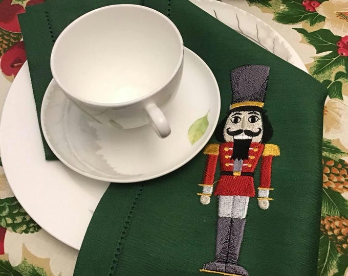 Napkins set of 6 embroidered Nutcracker and Christmas tablecloth