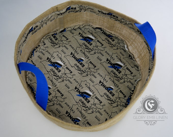 Storage basket for home organizer from waterproof jute fabric