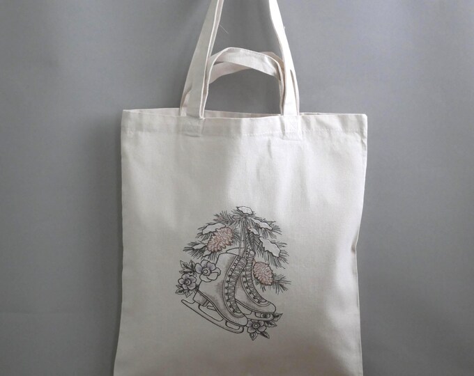 Tote bag embroidered Vintage skates