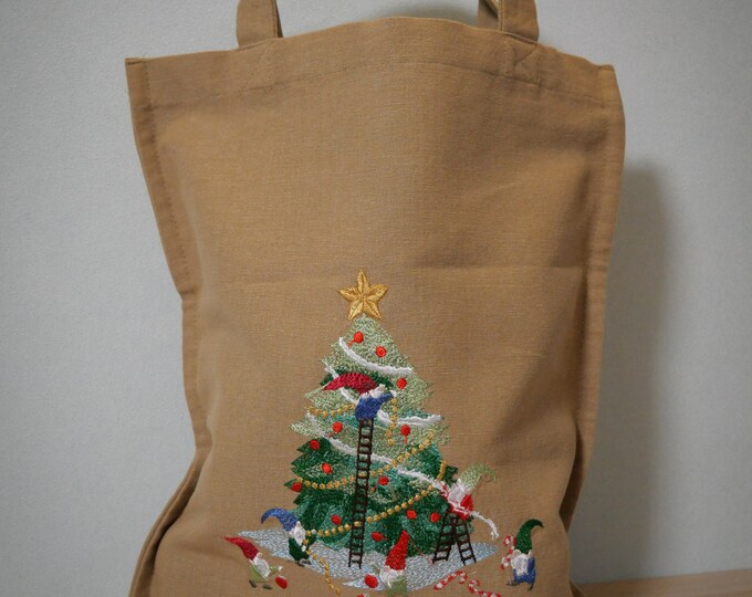 Gift pouch bag embroidered Christmas Gnome Dad